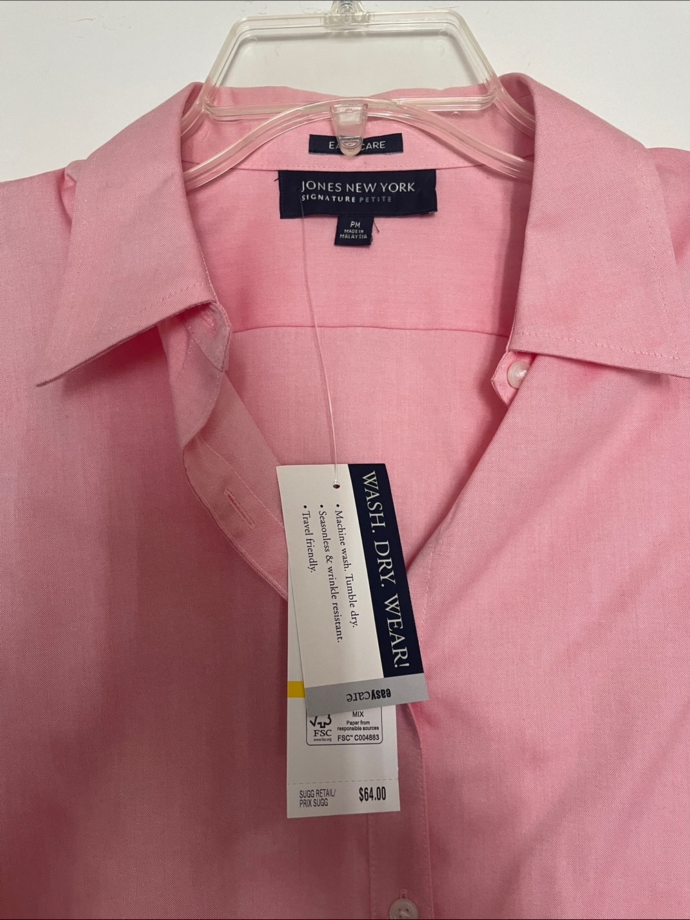 Jones New York women’s Light Pink Long-Sleeve Dress Shirt - Picture 4 of 7